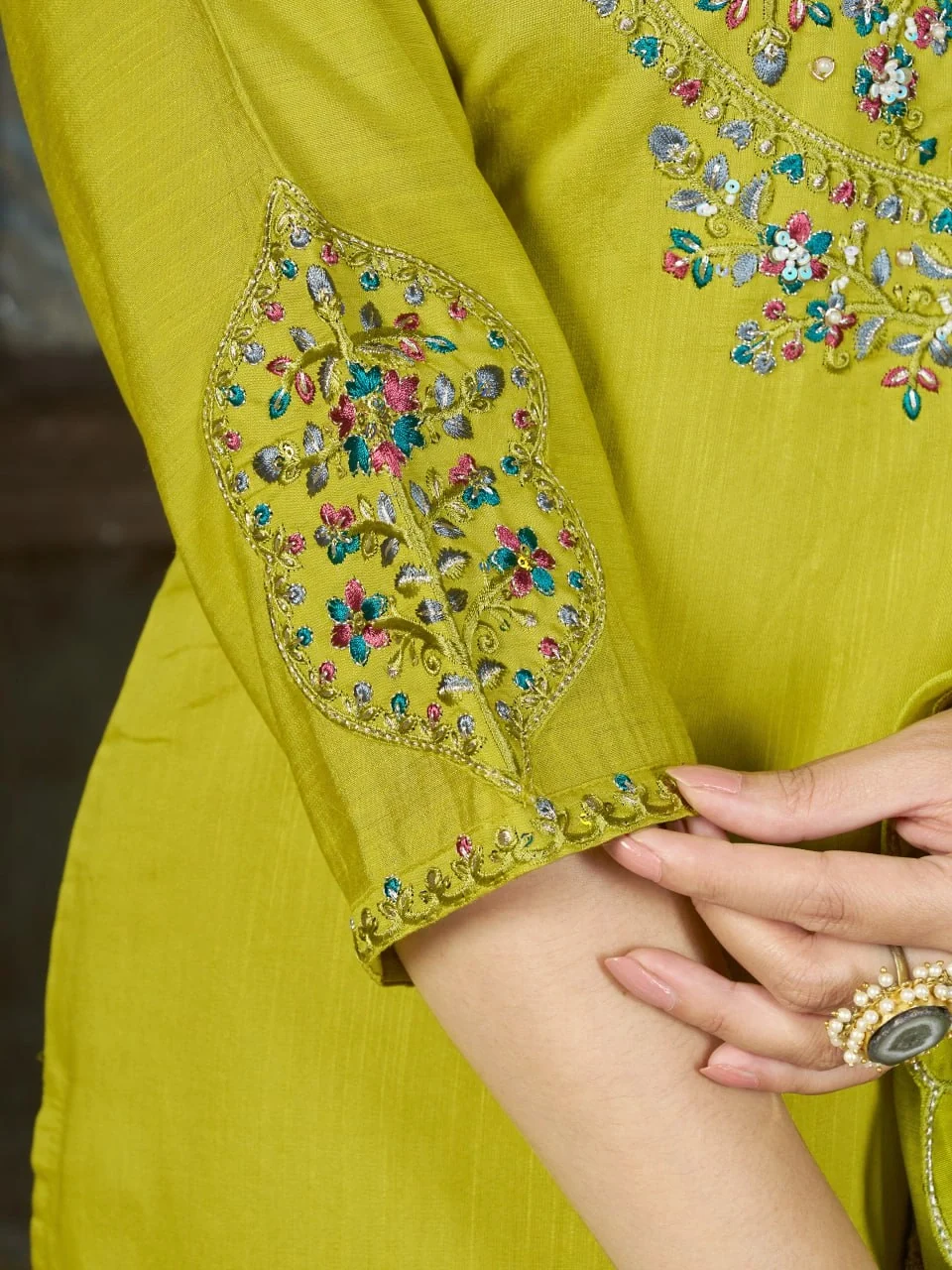 DIVA 177 Light Green Thread Embroidery & Embroidery Work Salwar Suit in Brown Marina Silk. Now at just ₹2399. Delivery 4-6 Working Days. Shop now. | Jump Suits, Salwar suit, Casual Suits, Creative suits, Designer Suits, Palazzo Suits, Party Wear Suits, Patiala Suits, Straight Suits