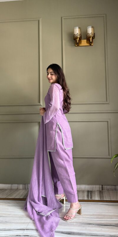 KB 297 Lavender Crunchy Silk Salwar Suit with Embroidery Work. Wedding, Party, Festive, Events Best Price ₹2029. Delivery 4-6 Working Days. Shop now. | Jump Suits, Salwar suit, Casual Suits, Creative suits, Designer Suits, Palazzo Suits, Party Wear Suits, Patiala Suits, Straight Suits