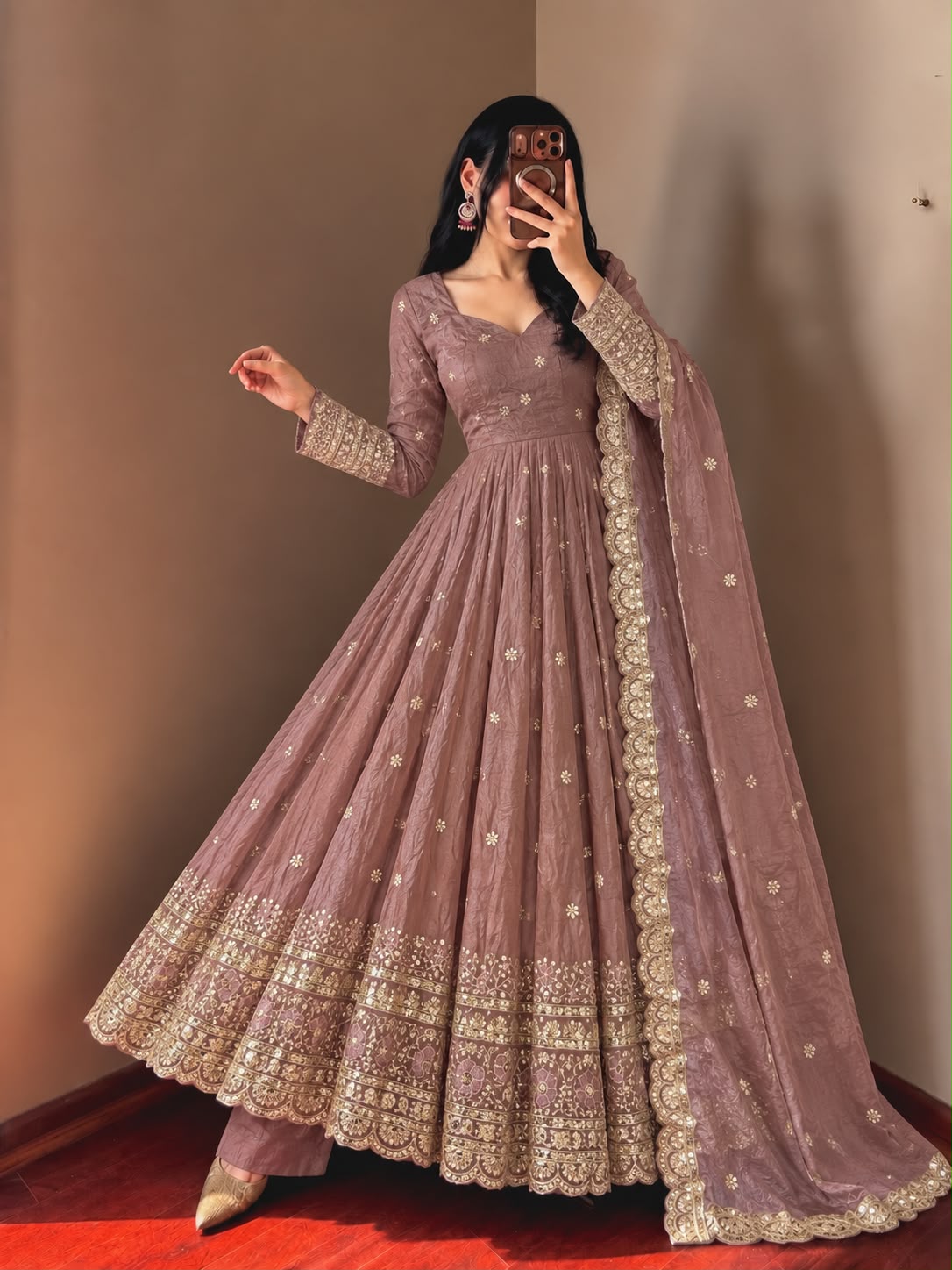 JF 059 Onion Fendy Silk Gown with Embroidery Work & Sequins Work. Special Price ₹2799. Delivery 4-6 Working Days. Shop now. | Gowns, Bollywood Gowns, Creative Gowns, Designer Gowns, Embroidered Gowns, Party Wear Gowns
