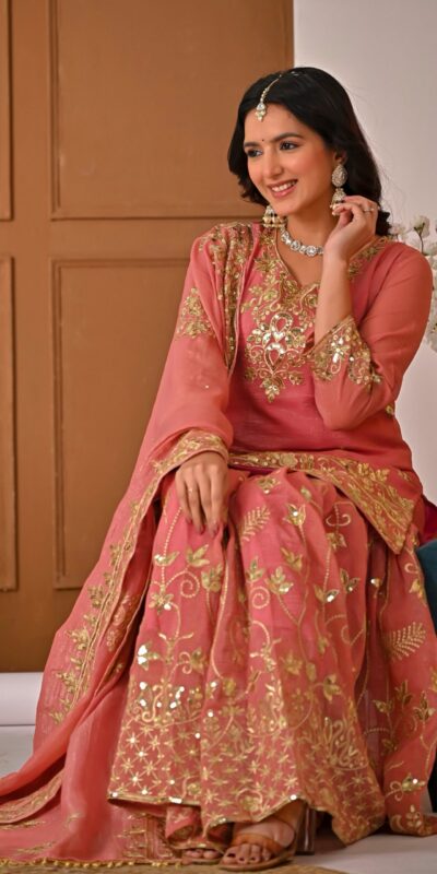 ND 5060 Peach Crunchy Silk Salwar Suit with Embroidery Work. Wedding, Party, Festive, Events Best Price ₹2999. Delivery 4-6 Working Days. Shop now. | Jump Suits, Salwar suit, Casual Suits, Creative suits, Designer Suits, Palazzo Suits, Party Wear Suits, Patiala Suits, Straight Suits