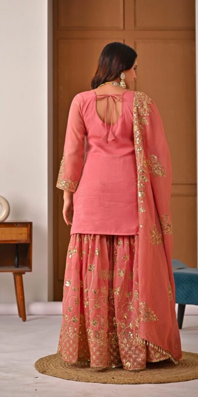 ND 5060 Peach Crunchy Silk Salwar Suit with Embroidery Work. Wedding, Party, Festive, Events Best Price ₹2999. Delivery 4-6 Working Days. Shop now. | Jump Suits, Salwar suit, Casual Suits, Creative suits, Designer Suits, Palazzo Suits, Party Wear Suits, Patiala Suits, Straight Suits
