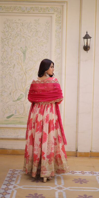 KA 1242 Pink in Russian Silk Embroidery Work & Zari Work Gown . Exclusive Offer ₹2849. Delivery 4-6 Working Days. Shop now. | Gowns, Bollywood Gowns, Creative Gowns, Designer Gowns, Embroidered Gowns, Party Wear Gowns