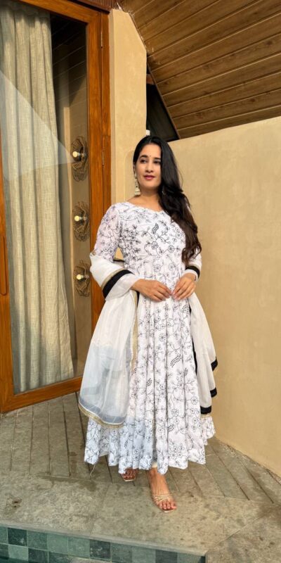 MD 3087 White NC Vichitra Salwar Suit with Sequins Work & Embroidery Work. Available at ₹2849 only. Delivery 4-6 Working Days. Shop now. | Anarkali Suits, Bollywood Anarkali, Creative-Anarkali, Designer Anarkali, Embroidered Anarkali, Party Wear Anarkali, Salwar suit