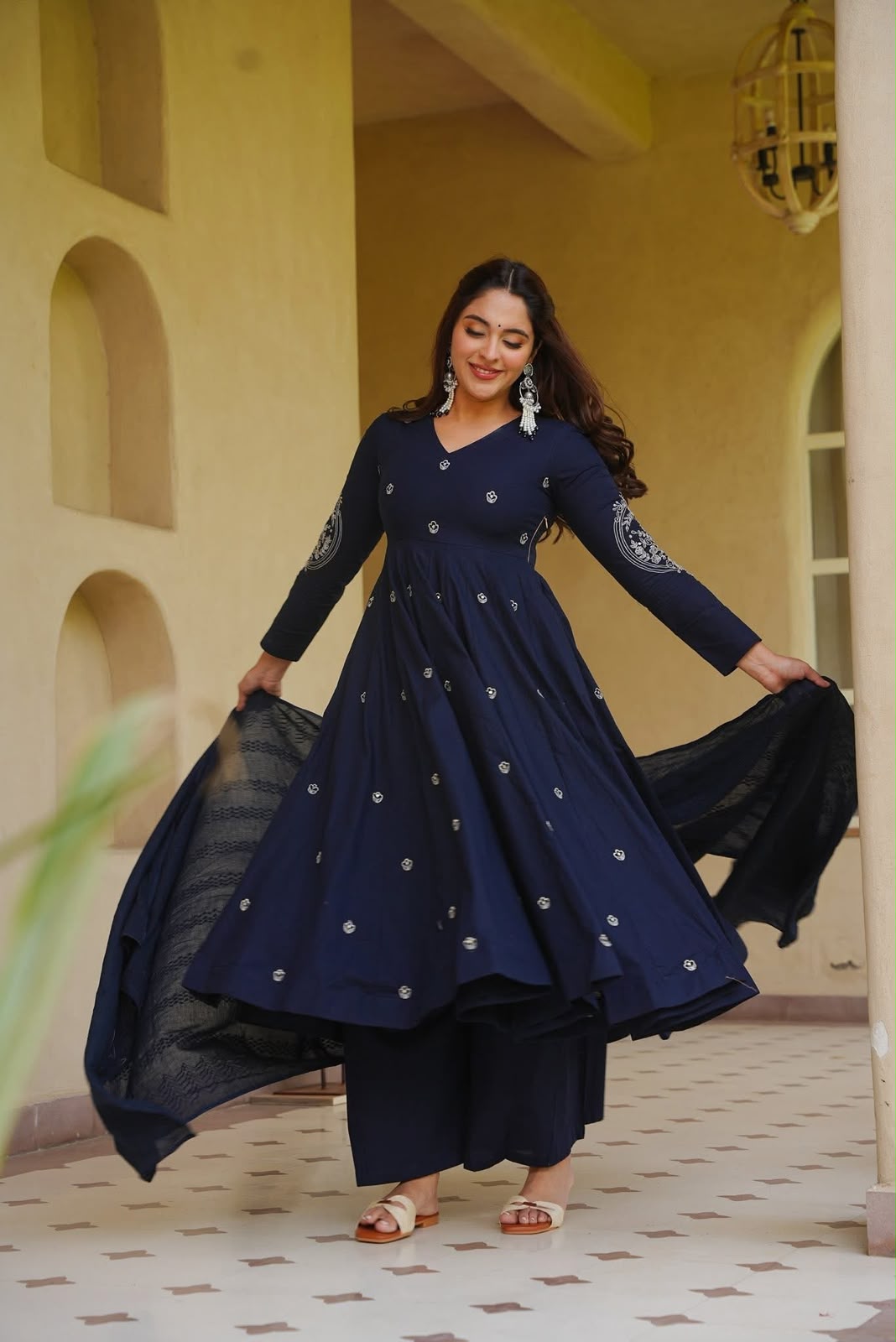 NF 1288 Navy Blue Colour Roman Silk Salwar Suit with Embroidery Work. Best Price ₹2399. Delivery 4-6 Working Days. Online Shop now. | Anarkali Suits, Bollywood Anarkali, Creative-Anarkali, Designer Anarkali, Embroidered Anarkali, Party Wear Anarkali