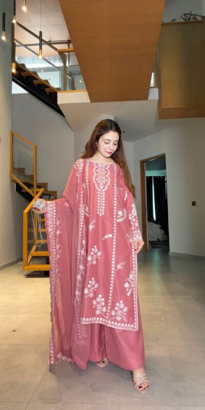 LG 2151 Peach Mul Chanderi Salwar Suit with Embroidery Work & Sequins Work. Festive Deal ₹2399. Delivery 4-6 Working Days. Shop nowp | Jump Suits, Salwar suit, Casual Suits, Creative suits, Designer Suits, Palazzo Suits, Party Wear Suits, Patiala Suits, Straight Suits