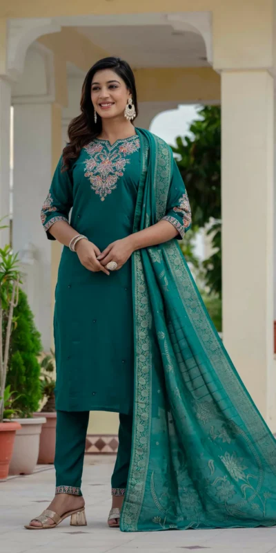 DIVA Teal Red Roman Silk Salwar Suit with Sequins Work & Embroidery Work. Available at ₹1899 only. Delivery 4-6 Working Days. Shop now. | Jump Suits, Salwar suit, Casual Suits, Creative suits, Designer Suits, Palazzo Suits, Party Wear Suits, Patiala Suits, Straight Suits