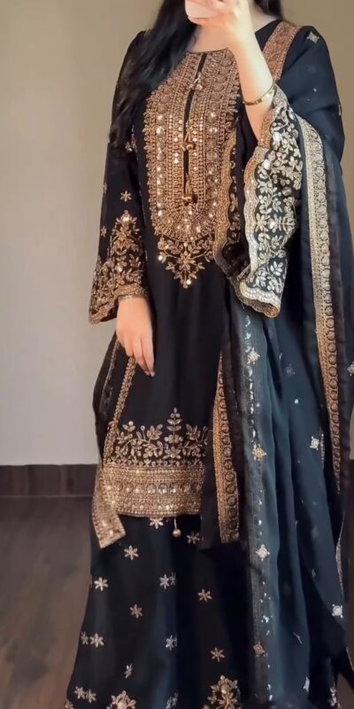 ST 1212 Black Rangoli Silk Perfect for Wedding, Party, Holi, Pooja, Anniversary – Salwar Suit. Get it for ₹2849. Delivery 4-6 Working Days. Shop now. | Jump Suits, Salwar suit, Casual Suits, Creative suits, Designer Suits, Palazzo Suits, Party Wear Suits, Patiala Suits, Straight Suits