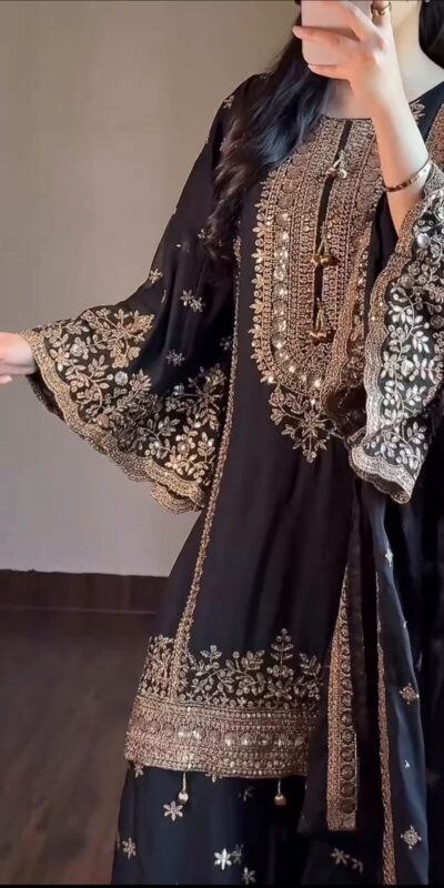 ST 1212 Black Rangoli Silk Perfect for Wedding, Party, Holi, Pooja, Anniversary – Salwar Suit. Get it for ₹2849. Delivery 4-6 Working Days. Shop now. | Jump Suits, Salwar suit, Casual Suits, Creative suits, Designer Suits, Palazzo Suits, Party Wear Suits, Patiala Suits, Straight Suits