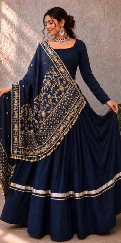 BE 510 Navy Blue Color Rayon Embroidery Work & Cowrie Work Lehenga Choli . Grab it for ₹2399. Delivery 4-6 Working Days. Shop now. | Lehenga, Bollywood Lehenga, Creative Lehenga, Designer Lehenga, Embroidered Lehenga, Party Wear Lehenga