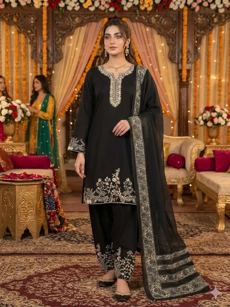 LG 2107 Black Rayon Salwar Suit with Embroidery Work & Mirror Work. Grab it for ₹1999. Delivery 4-6 Working Days. Shop now. | Jump Suits, Salwar suit, Casual Suits, Creative suits, Designer Suits, Palazzo Suits, Party Wear Suits, Patiala Suits, Straight Suits