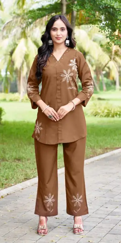 DIVA 122 Brown Rayon Kurti with Embroidery Work & Mirror Work. Wedding, Party, Festive Grab it for ₹1749. Delivery 4-6 Working Days. Shop now. | Kurti, Bollywood Kurti, Creative Kurtis, Designer Kurti, Party Wear Kurti, Selfie Kurti