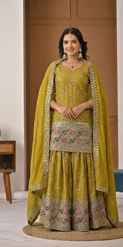 MD 3092 Mustered Chinnon Silk Salwar Suit Perfect for Wedding, Party, Ganesh Chaturthi, Baby Shower, Makar Sankranti – . Affordable Price ₹2449. De | Jump Suits, Salwar suit, Casual Suits, Creative suits, Designer Suits, Palazzo Suits, Party Wear Suits, Patiala Suits, Straight Suits
