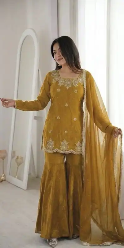 ZSR 3166 Mustered Color Fendy Silk With Embroidery Work Salwar Suit. Get it for ₹2149. Delivery 4-6 Working Days. Online Shop now. | Jump Suits, Salwar suit, Casual Suits, Creative suits, Designer Suits, Palazzo Suits, Party Wear Suits, Patiala Suits, Straight Suits