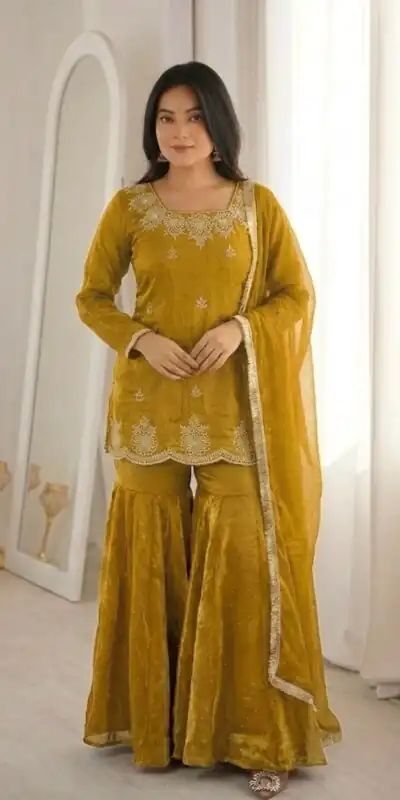 ZSR 3166 Mustered Color Fendy Silk With Embroidery Work Salwar Suit. Get it for ₹2149. Delivery 4-6 Working Days. Online Shop now. | Jump Suits, Salwar suit, Casual Suits, Creative suits, Designer Suits, Palazzo Suits, Party Wear Suits, Patiala Suits, Straight Suits