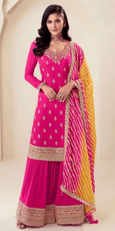 Aglow Pink Viscous Chinon Embroider Work Salwar Suit | Jump Suits, Salwar suit, Casual Suits, Creative suits, Designer Suits, Palazzo Suits, Party Wear Suits, Patiala Suits, Straight Suits