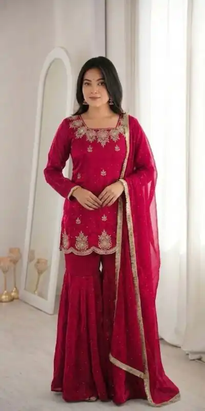 ZSR 3166 Red Color Fendy Silk With Embroidery Work Salwar Suit. Get it for ₹2149. Delivery 4-6 Working Days. Online Shop now. | Jump Suits, Salwar suit, Casual Suits, Creative suits, Designer Suits, Palazzo Suits, Party Wear Suits, Patiala Suits, Straight Suits