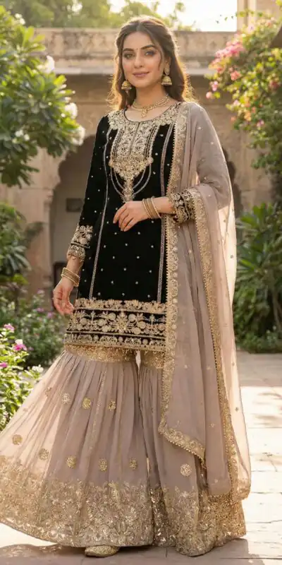 Alluring Black Georgette Embroider Work Salwar Suit | Jump Suits, Salwar suit, Casual Suits, Creative suits, Designer Suits, Palazzo Suits, Party Wear Suits, Patiala Suits, Straight Suits