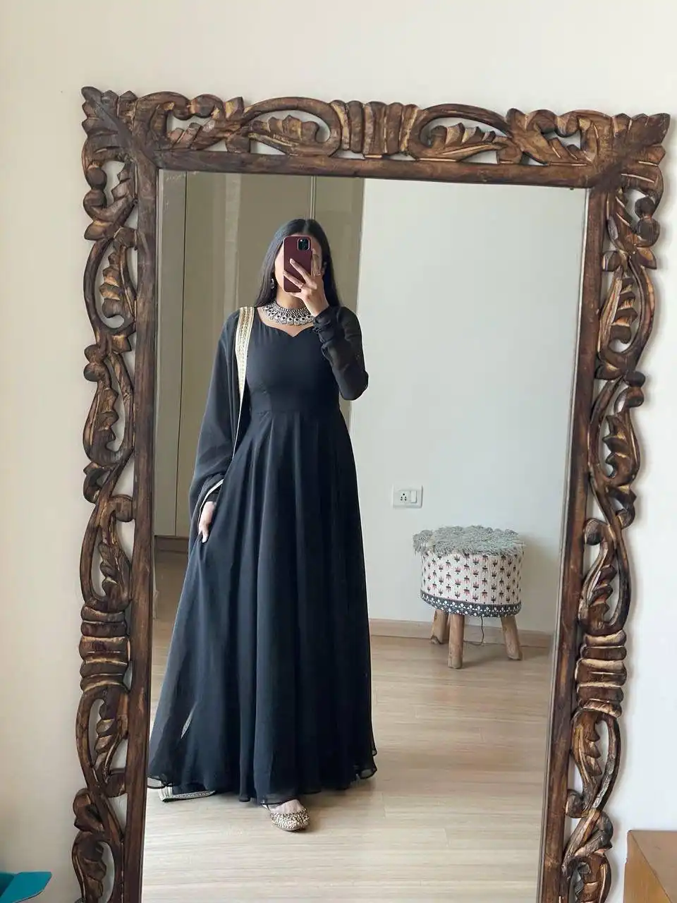 Alluring Black Georgette With Lace Work Gown | Gowns, Bollywood Gowns, Creative Gowns, Designer Gowns, Embroidered Gowns, Party Wear Gowns