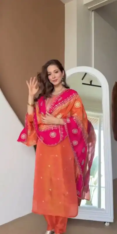 DC 119 Orange Chinon Salwar Suit with Embroidery Work & Digital Print. Festive Deal ₹1899. Delivery 4-6 Working Days. Shop now. | Jump Suits, Salwar suit, Casual Suits, Creative suits, Designer Suits, Palazzo Suits, Party Wear Suits, Patiala Suits, Straight Suits