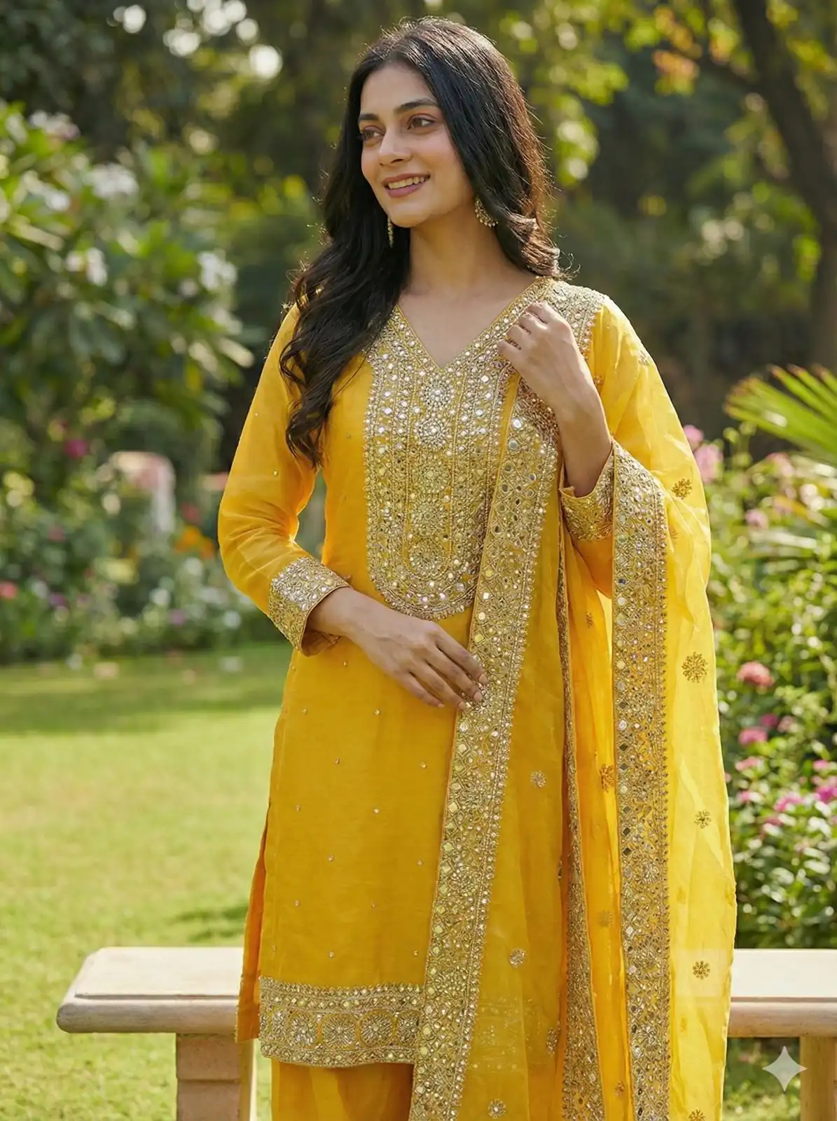 Alluring Yellow Fendy Silk Sequence Work Salwar Suit | Jump Suits, Salwar suit, Casual Suits, Creative suits, Designer Suits, Palazzo Suits, Party Wear Suits, Patiala Suits, Straight Suits