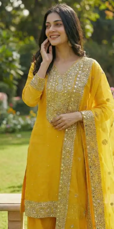 Alluring Yellow Fendy Silk Sequence Work Salwar Suit | Jump Suits, Salwar suit, Casual Suits, Creative suits, Designer Suits, Palazzo Suits, Party Wear Suits, Patiala Suits, Straight Suits