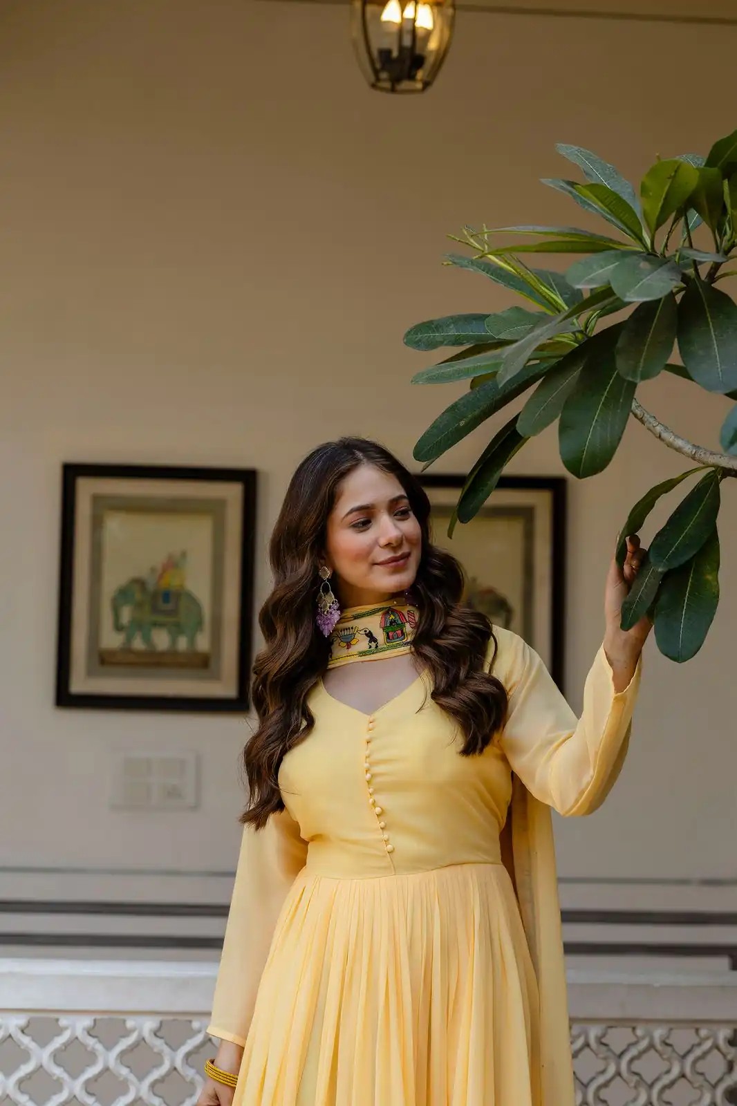 Alluring Yellow Georgette Embroider Work Gown | Gowns, Bollywood Gowns, Creative Gowns, Designer Gowns, Embroidered Gowns, Party Wear Gowns