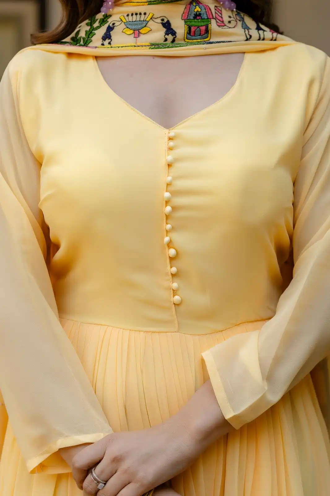 Alluring Yellow Georgette Embroider Work Gown | Gowns, Bollywood Gowns, Creative Gowns, Designer Gowns, Embroidered Gowns, Party Wear Gowns