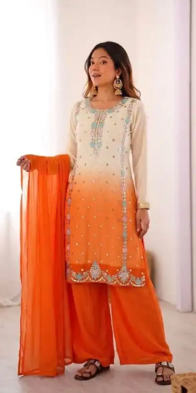 SR 1712 Orange Color Faux Georgette Salwar Suit with Designer Work. Affordable Price ₹1999. Delivery 4-6 Working Days. Shop now. | Jump Suits, Salwar suit, Casual Suits, Creative suits, Designer Suits, Palazzo Suits, Party Wear Suits, Patiala Suits, Straight Suits