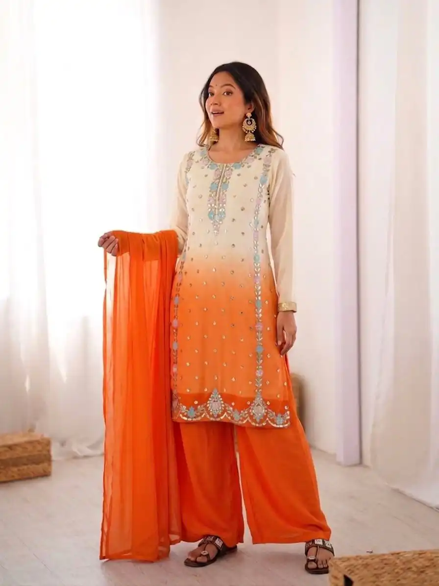 SR 1712 Orange Color Faux Georgette Salwar Suit with Designer Work. Affordable Price ₹1999. Delivery 4-6 Working Days. Shop now. | Jump Suits, Salwar suit, Casual Suits, Creative suits, Designer Suits, Palazzo Suits, Party Wear Suits, Patiala Suits, Straight Suits