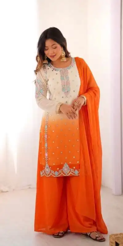 SR 1712 Orange Color Faux Georgette Salwar Suit with Designer Work. Affordable Price ₹1999. Delivery 4-6 Working Days. Shop now. | Jump Suits, Salwar suit, Casual Suits, Creative suits, Designer Suits, Palazzo Suits, Party Wear Suits, Patiala Suits, Straight Suits