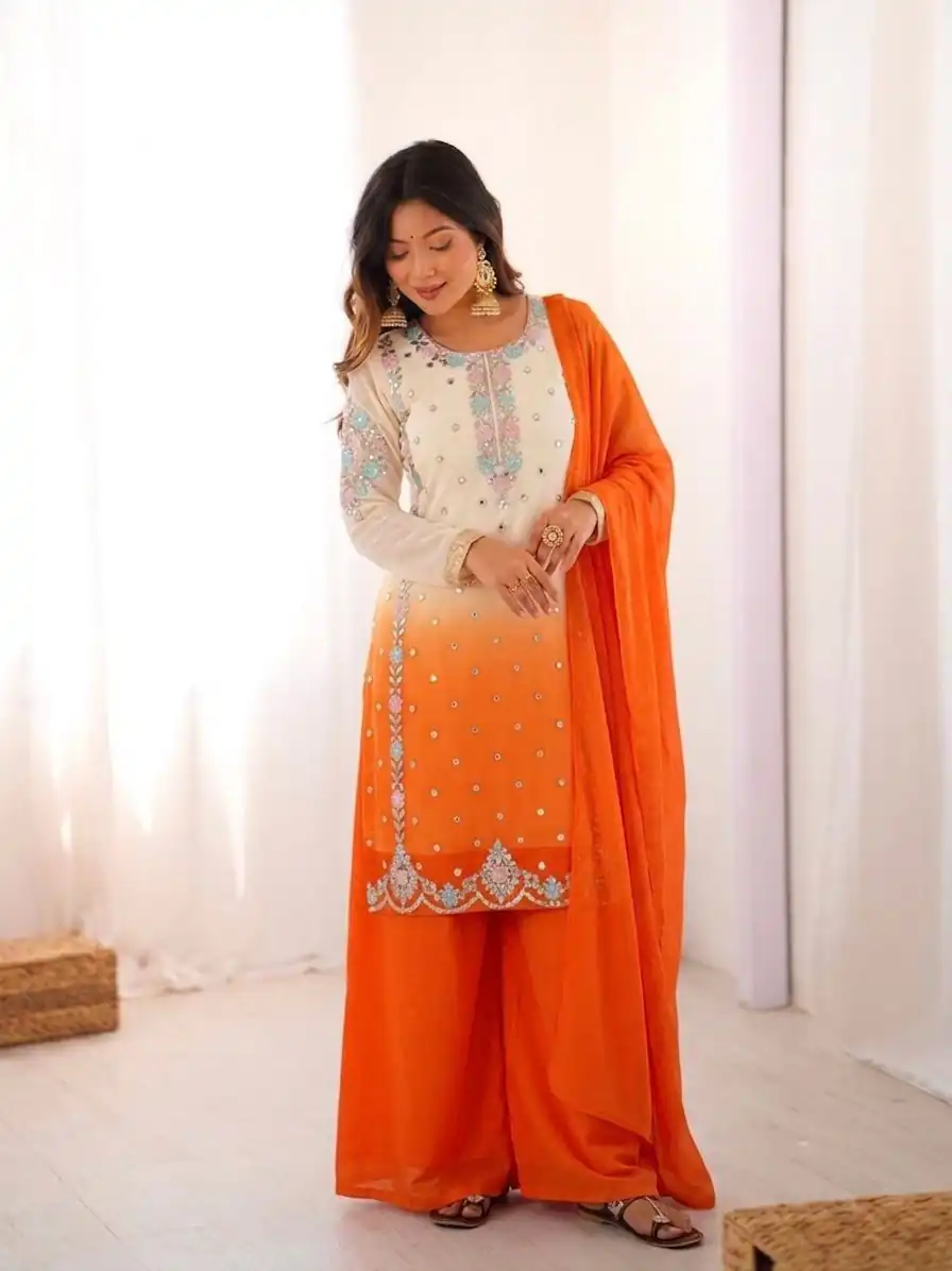 SR 1712 Orange Color Faux Georgette Salwar Suit with Designer Work. Affordable Price ₹1999. Delivery 4-6 Working Days. Shop now. | Jump Suits, Salwar suit, Casual Suits, Creative suits, Designer Suits, Palazzo Suits, Party Wear Suits, Patiala Suits, Straight Suits