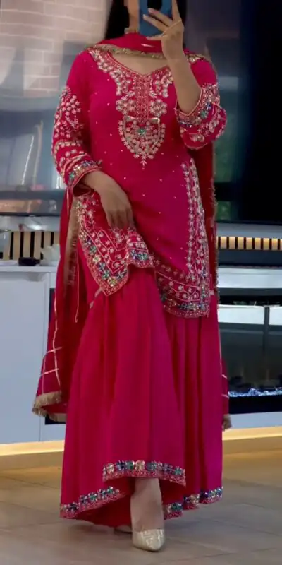 Angelic Pink Chinon Silk Embroider Work Salwar Suit | Jump Suits, Salwar suit, Casual Suits, Creative suits, Designer Suits, Palazzo Suits, Party Wear Suits, Patiala Suits, Straight Suits