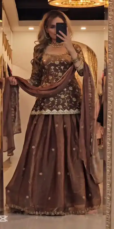 MF 473 Brown in Color Fandy Silk Designer Work Lehenga Choli . Affordable Price ₹2399. Delivery 4-6 Working Days. Shop now. | Lehenga, Bollywood Lehenga, Creative Lehenga, Designer Lehenga, Embroidered Lehenga, Party Wear Lehenga