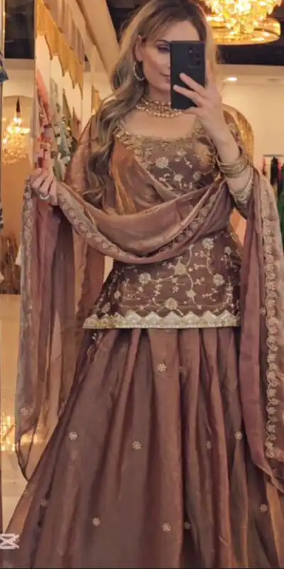 MF 473 Brown in Color Fandy Silk Designer Work Lehenga Choli . Affordable Price ₹2399. Delivery 4-6 Working Days. Shop now. | Lehenga, Bollywood Lehenga, Creative Lehenga, Designer Lehenga, Embroidered Lehenga, Party Wear Lehenga