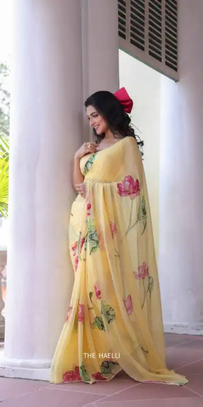 Attractive Yellow Soft Tebby Silk Beads Sequins Work Saree | Sarees, Bollywood Sarees, Creative Sarees, Designer Sarees, Embroidered Sarees, Ethnic Saree, Modern Digital sarees, Party Wear Sarees