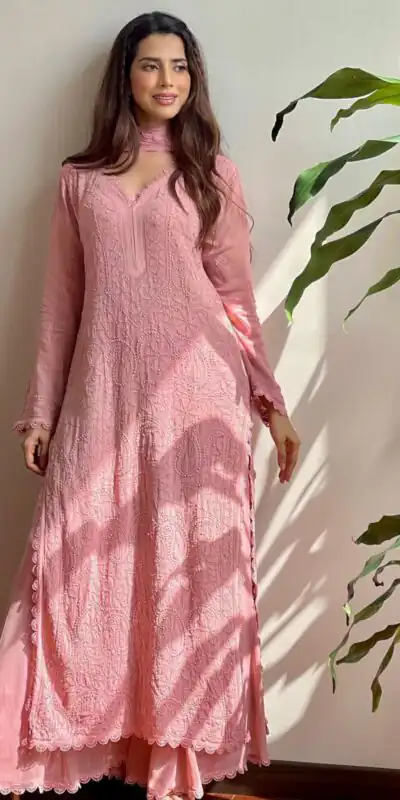 Baby Pink Georgette Thread Embroidery Salwar Suit | Salwar suit, Casual Suits, Creative suits, Designer Suits, Palazzo Suits, Party Wear Suits, Patiala Suits, Straight Suits