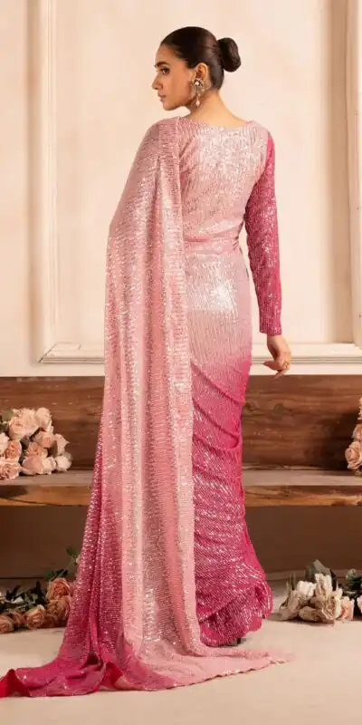 Baby Pink Sequin Embroidered Saree | Sarees, Bollywood Sarees, Creative Sarees, Designer Sarees, Embroidered Sarees, Ethnic Saree, Modern Digital sarees, Party Wear Sarees