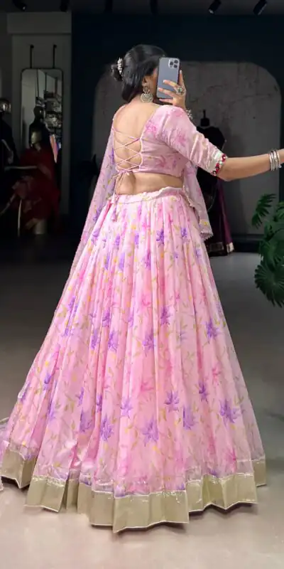 Baby Pink Tabby Embossed Print Lehenga Choli | Lehenga, Bollywood Lehenga, Creative Lehenga, Designer Lehenga, Embroidered Lehenga, Party Wear Lehenga