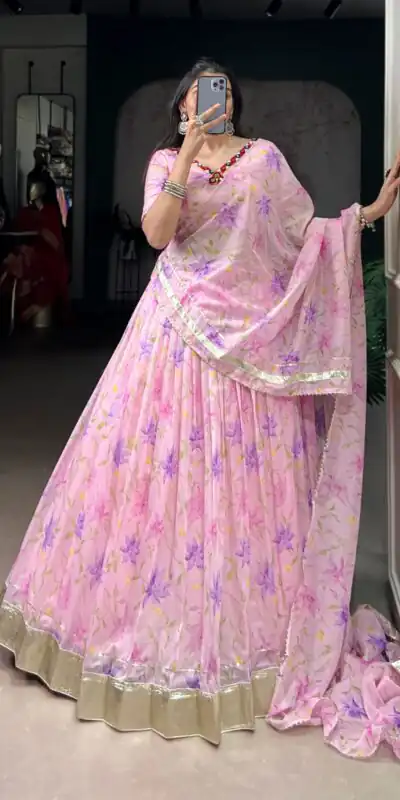 Baby Pink Tabby Embossed Print Lehenga Choli | Lehenga, Bollywood Lehenga, Creative Lehenga, Designer Lehenga, Embroidered Lehenga, Party Wear Lehenga