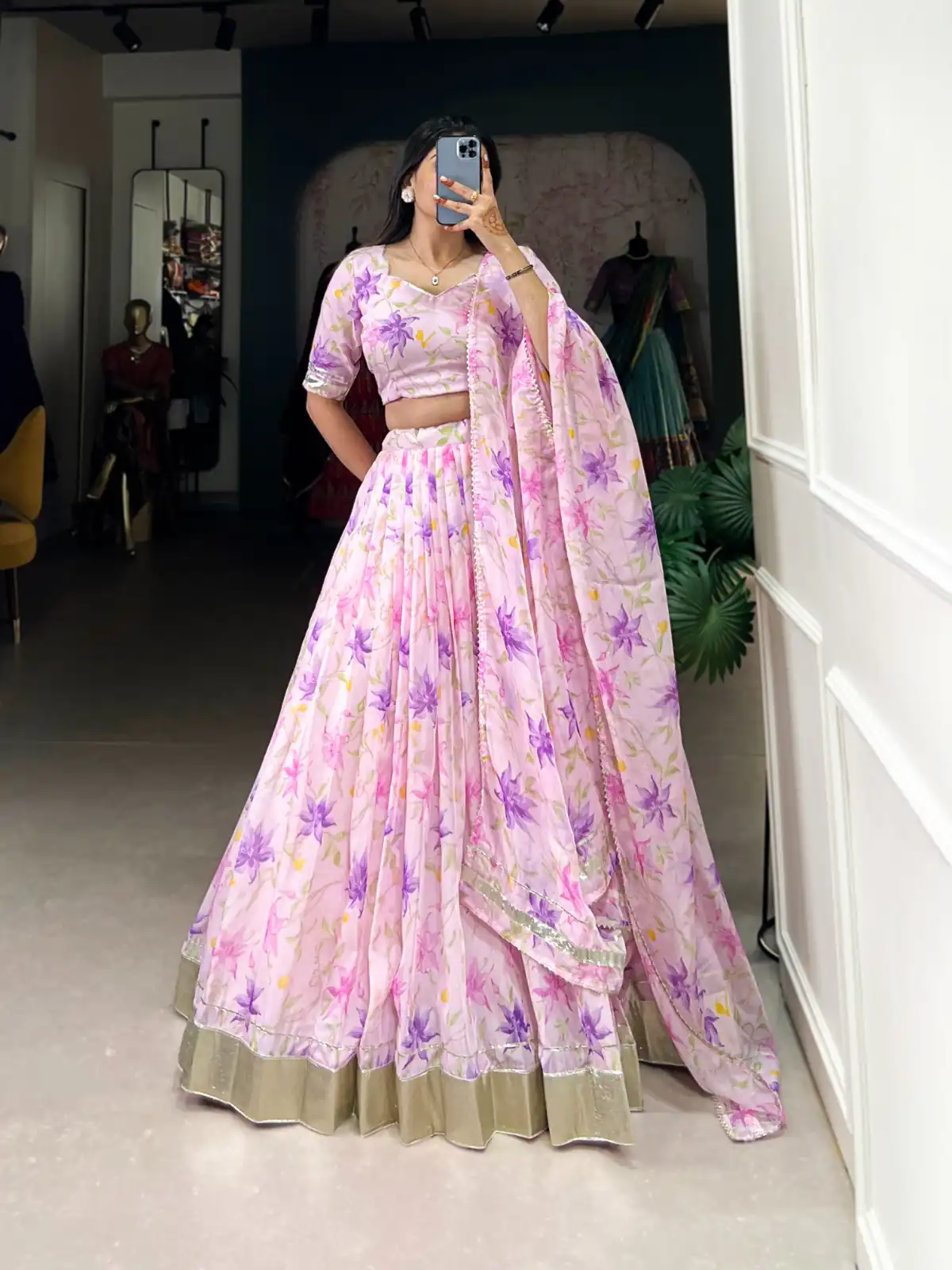 Baby Pink Tabby Silk Lace Work Lehenga Choli | Lehenga, Bollywood Lehenga, Creative Lehenga, Designer Lehenga, Embroidered Lehenga, Party Wear Lehenga