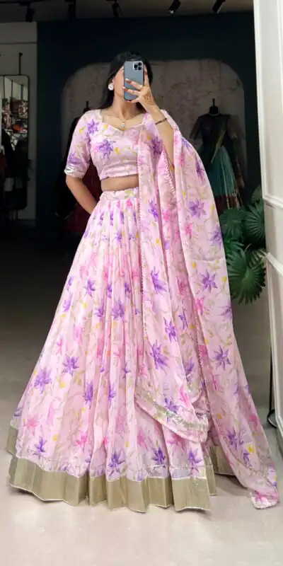 Baby Pink Tabby Silk Lace Work Lehenga Choli | Lehenga, Bollywood Lehenga, Creative Lehenga, Designer Lehenga, Embroidered Lehenga, Party Wear Lehenga