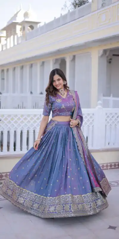 Beautiful Blue Ysl Silk Zari Embroidery Work Lehenga Choli | Lehenga, Bollywood Lehenga, Creative Lehenga, Designer Lehenga, Embroidered Lehenga, Party Wear Lehenga