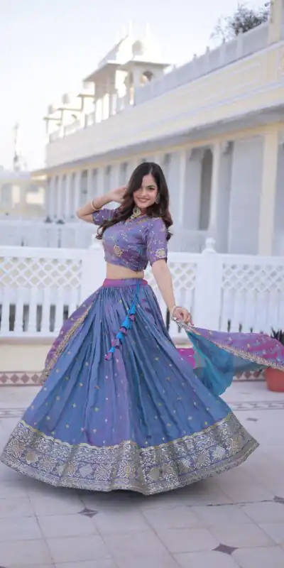Beautiful Blue Ysl Silk Zari Embroidery Work Lehenga Choli | Lehenga, Bollywood Lehenga, Creative Lehenga, Designer Lehenga, Embroidered Lehenga, Party Wear Lehenga