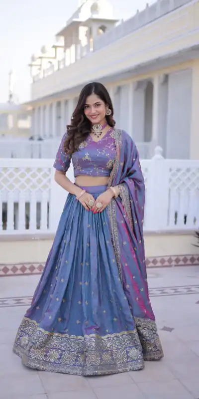 Beautiful Blue Ysl Silk Zari Embroidery Work Lehenga Choli | Lehenga, Bollywood Lehenga, Creative Lehenga, Designer Lehenga, Embroidered Lehenga, Party Wear Lehenga