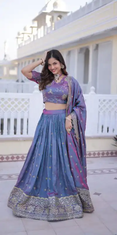 Beautiful Blue Ysl Silk Zari Embroidery Work Lehenga Choli | Lehenga, Bollywood Lehenga, Creative Lehenga, Designer Lehenga, Embroidered Lehenga, Party Wear Lehenga