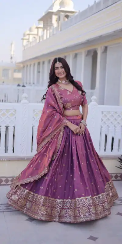 Beautiful Purple Ysl Silk Zari Embroidery Work Lehenga Choli | Lehenga, Bollywood Lehenga, Creative Lehenga, Designer Lehenga, Embroidered Lehenga, Party Wear Lehenga