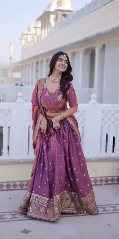 Beautiful Purple Ysl Silk Zari Embroidery Work Lehenga Choli | Lehenga, Bollywood Lehenga, Creative Lehenga, Designer Lehenga, Embroidered Lehenga, Party Wear Lehenga