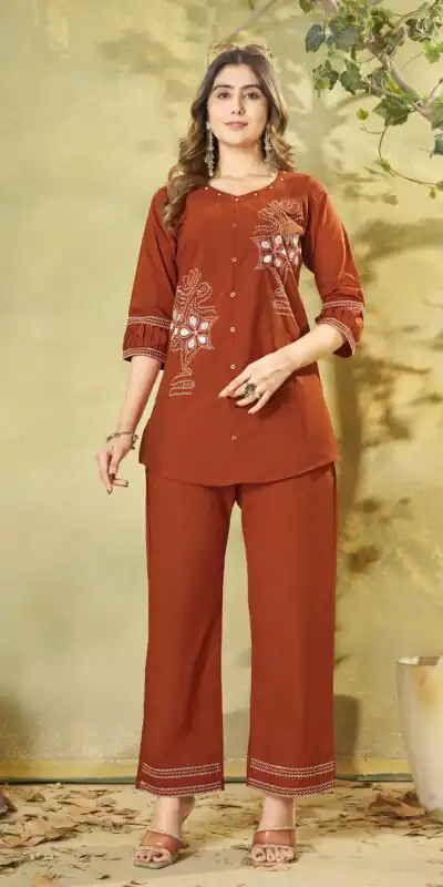 DIVA 162 Rust Color Cotton Kurti with Printed Designer Work. Exclusive Offer ₹1749. Delivery 4-6 Working Days. Online Shop now. | Kurti, Bollywood Kurti, Creative Kurtis, Designer Kurti, Party Wear Kurti, Selfie Kurti