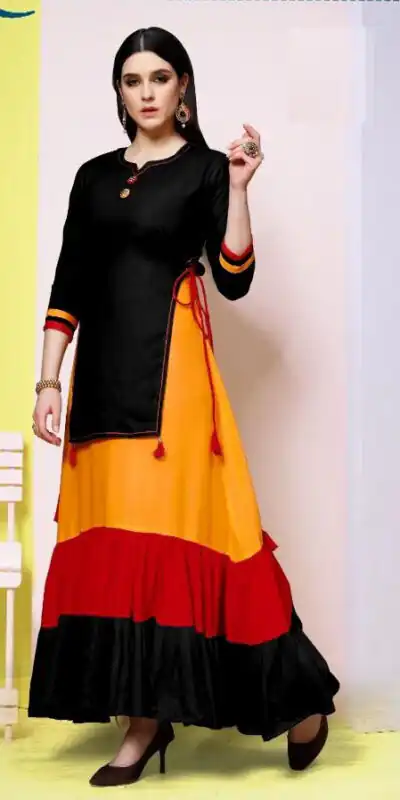 Black 14 kg Rayon With Plain Gown | Jump Suits, Salwar suit, Casual Suits, Creative suits, Designer Suits, Palazzo Suits, Party Wear Suits, Patiala Suits, Straight Suits