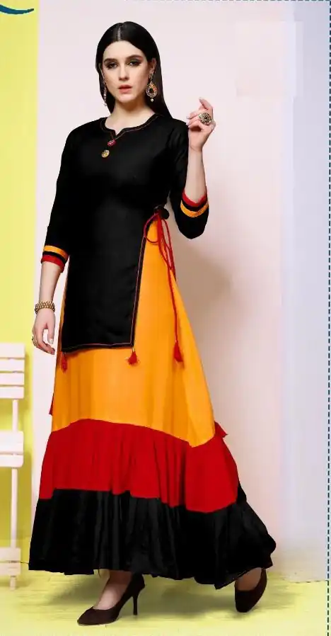 Black 14 kg Rayon With Plain Gown | Jump Suits, Salwar suit, Casual Suits, Creative suits, Designer Suits, Palazzo Suits, Party Wear Suits, Patiala Suits, Straight Suits